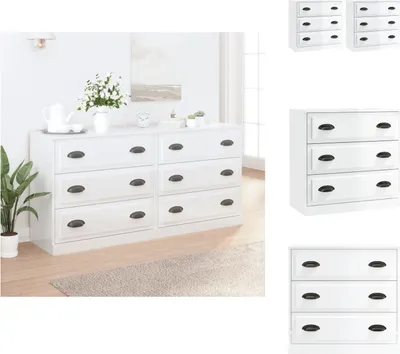 Imagen del producto de vidaXL, 2 unidades de aparadores, blanco brillante, material de madera. - Aparadores