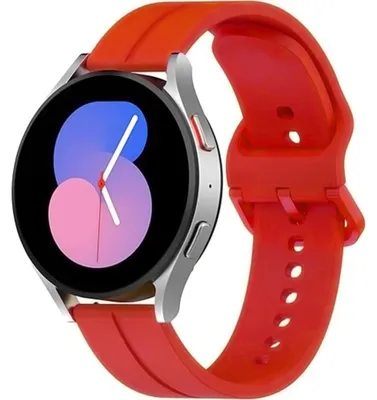 Image de Bracelet pour Samsung Galaxy Watch 7/6/5/4/3 40mm/42mm/43mm/44mm/45mm/46mm, Boucle Ajustable Silicone Souple - Rouge