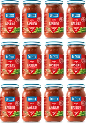Produktbild von 12x De Cecco Sugo al Basilico Genovese DOP Sauce mit Genoveser Basilikum mit 100% italienischen Tomaten 200g