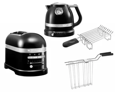 Produktbild von KitchenAid Frühstücks Set mit Wasserkocher, Toaster und Brötchenaufsatz Onyx Schwarz