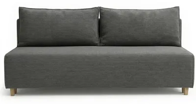Produktbild von Modernes Cord Schlafsofa LARON - Couch mit Bettfunktion & Federkern - Graphit Dreisitzer Sofa mit Holzfüßen & Ausziehautomatik