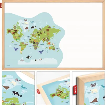 Produktbild von Trocken abwischbare Magnettafel für Kinder, pädagogisch wertvoll, 60 x 40 cm Karte