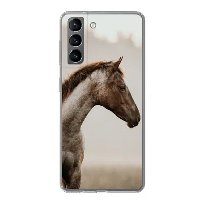 Produktbild von MuchoWow® Handyhülle Schutzhülle Hülle für Samsung Galaxy S21 Pferd - Nebel - Natur Silikon Softcase Handy Hülle - Softcase