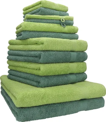 Produktbild von Betz 12-tlg. Handtuch-Set PREMIUM 2 Duschtücher 4 Handtücher 2 Gästetücher 2 Seiftücher 2 Waschhandschuhe  Farbe: tannengrün / avocadogrün