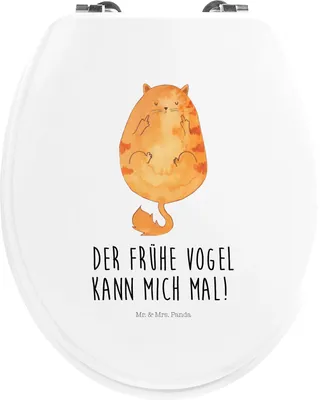 Produktbild von Mr. & Mrs. Panda Klo-Deckel Katze Frühaufsteher - Weiß - Geschenk, WC-Sitz, klo deckel, Kaffee, Toilettendeckel, WC Brille, Verschlafen, Tiger, Sitz, Genervt, Katzen