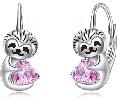 Immagine prodotto di Orecchini a cerchio in argento sterling 925 con zirconi rosa, adatti a donne, ragazze e bambini