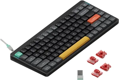 Produktbild von Nuphy Air75 v2 Kabellose Mechanische Tastatur QMK/VIA, QWERTY US, 75% Low Profile Bluetooth / 2.4GHz - Basalt Black Switch Cowberry