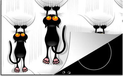 Produktbild von KitchenYeah© Herdabdeckplatte Muster - Katze - Schwarz - Jungen - Mädchen - Kinder - Kinder , 80x52cm, Küche Deko, Glaskeramikkochfeld Herdabdeckung, Abdeckplatte fùr Kochfeld