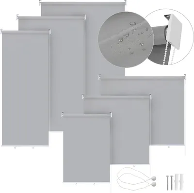 Obrázok produktu pre Yakimz Vertikálna markíza Slnečná clona Vodotesná balkónová roleta na balkón, terasu, záhradu, sivá 140x140 cm