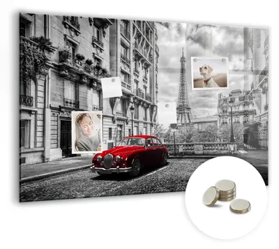 Produktbild von Dekorative Magnettafel 90x60 cm - Magnetwand - für Fotos, Karten und Notizen - Fotowand - Memoboard - Magnetpinnwand - Wanddekoration - Oldtimerstadt