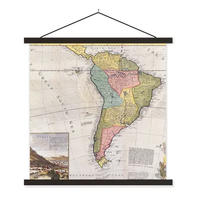 Obrázek produktu pro MuchoWow® Textilní plakát - Kontinent - Jižní Amerika - Mapa - Staré - 120x120cm - S černými lamelami