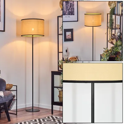 Produktbild von Tamarispa Stehlampe aus Metall/Papiergeflecht in Schwarz/Beige