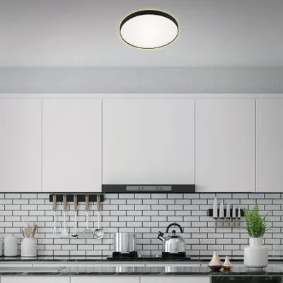 Zdjęcie produktu dla Lampa sufitowa LED BRILONER SIMPA, efekt podświetlenia, ciepłe białe światło, czarna, 28 x 6 cm