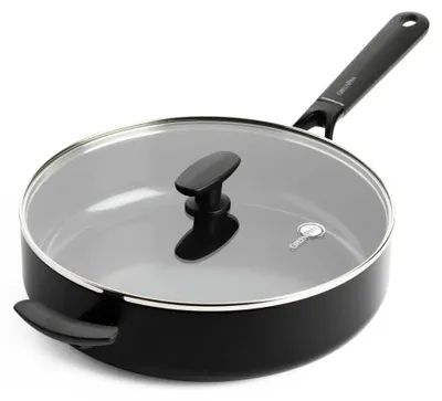 Produktbild von Greenpan Smart Kollektion Keramik Schmortopf mit Deckel - PFAS-frei, Stapelbar Ø 28cm - Ofen- & Spülmaschinenfest, Alle Herdarten, Schwarz