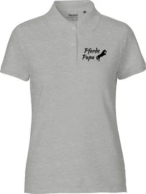 Produktbild von Huuraa Damen Polo Shirt Pferdepapa Silhouette XXL Sport Grey Bio Baumwolle Fairtrade Poloshirt Geschenkidee