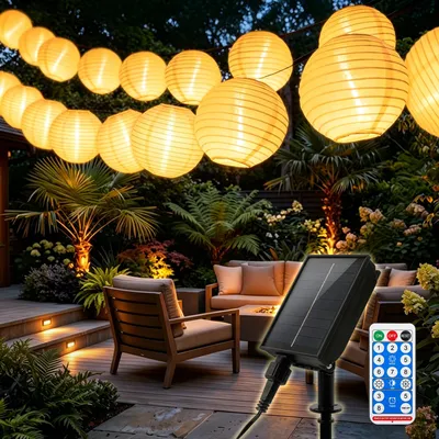 Solar-Lichterkette 10,8 m, 20 LEDs, warmweiß, 8 Modi, IP44