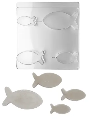Produktbild von Gießform: Fische 4 Größen, 7,5-14,5 x 3,7-7,4cm, Tiefe 3cm