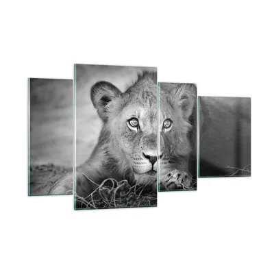 Produktbild von Bilder auf glas - 4 Teile - Löwe asiatisch Porträt - 120x70cm - Glasbilder - Wandbilder - Bilder - zum Aufhängen bereit - Wanddekoration aus Glas - Glas Bilder - Wandbild auf Glas - GDL120x70-4840