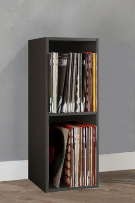 Produktbild von VCM Holz Stand Regal | Regal mit 2 großen Fächer | Maße: H. 72 x B. 34 x T. 30 cm | Platz für 65 Schallplatten | 1 fester Fachboden - Platto