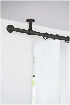 Produktbild von Komplettgarnitur Kugel Gardinenstange ausziehbar Farbe: Schwarz, Größe: 160-280 cm