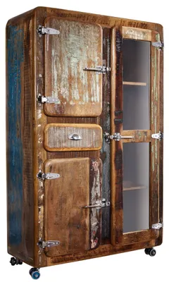 Immagine prodotto di MASSIVMOEBEL24 | vetrina in legno di Legno riciclato 90x38x140 multicolore laccato FREEZY #34