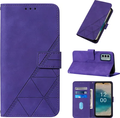 Produktbild von Hülle für Nokia G22 Prägung Flip Leder Kartenfächer Schutzhülle mit Ständer Lila