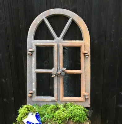 Produktbild von Eisenfenster Doppelflügel Fenster Rundbogen zum Öffnen Stallfenster wie antik