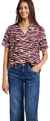 Produktbild von Street One Kurzarm Bluse mit Split Neck und Print minimal Rose 36