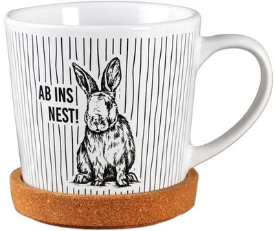 Zdjęcie produktu dla Ceramiczna miseczka z korkową podstawką na Wielkanoc