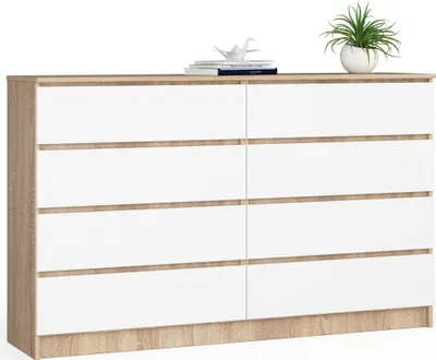 Produktbild von Akord Kommode 8 Schubladen Sonoma-Eiche/Weiß 160X40X99 Cm