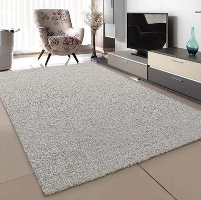 Produktbild von Unyqoos® Hochflor-Teppich Creme 120×170 cm – Shaggy aus Polypropylen für Wohnzimmer