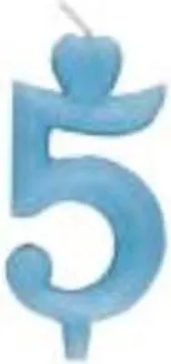 Produktbild von Geburtstagskerze Herz-Motiv, Blau, mit der Zahl 5, ca. 6,5 cm für Kuchen