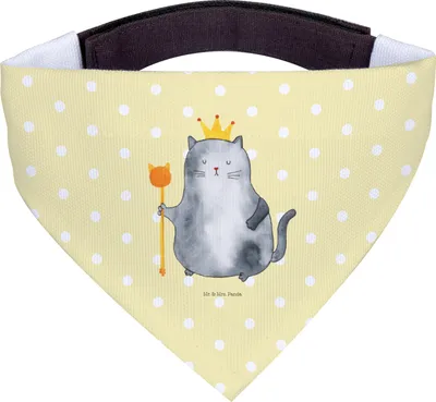 Produktbild von Mr. & Mrs. Panda Hundehalstuch Katze König - Gelb Pastell - Geschenk, Hund Halstuch, Katzen, Hunde, Königlich, Cats, Haustier, Tuch, Hunde-Halstuch, Cat