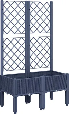 Produktbild von vidaXL Pflanzkübel mit Rankgitter Blaugrau 80x40x142 cm PP