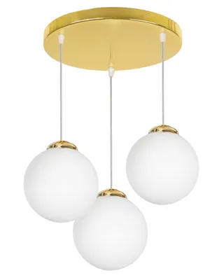 Produktbild von FKL DESIGN Home Deco Deckenlampe Deckenleuchte 3-flammig E27 Glas Lampenshirm Lampe aus Serie (Weiß-Gold, ER3)
