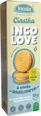 CIASTKA MARKIZY Z KREMEM O SMAKU WANILIOWYM BEZ CUKRU BEZGLUTENOWE 125 g - INCOLA