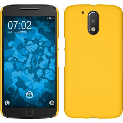 Produktbild von PhoneNatic Case kompatibel mit Motorola Moto G4 Plus - Hülle gelb gummiert Hard-case + 2 Schutzfolien
