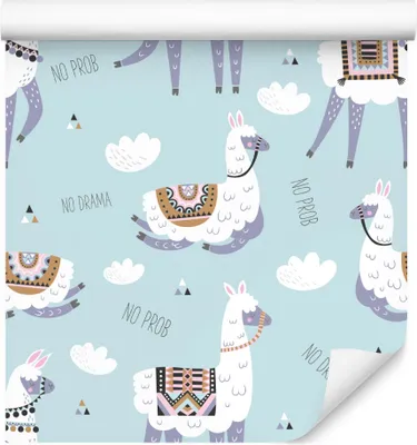 Produktbild von 10m VLIES TAPETE Rolle Kinderzimmer Tiere Lamas Himmel Wolken Bunt XXL