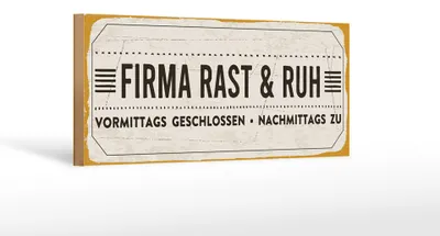 Produktbild von Holzschild Spruch 27x10cm Firma Rast & Ruh Nachmittags zu