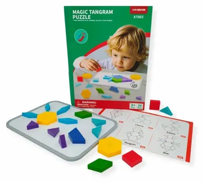 Productafbeelding van Magnetische Tangram-puzzel, 20 stukjes - met bord, geschikt voor kinderen vanaf 3 jaar