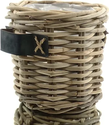 Produktbild von VAN DER LEEDEN Rattan Übertopf Grau konisch mit Folienauskleidung Ø 35 cm