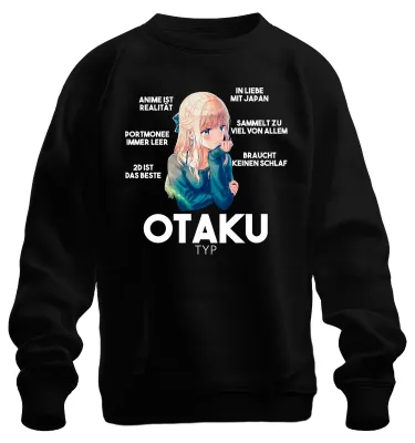 Produktbild von OTAKU TYP Anime ist Realität Portmonee immer leer Manga Sweatshirt Pullover, Schwarz, XXL