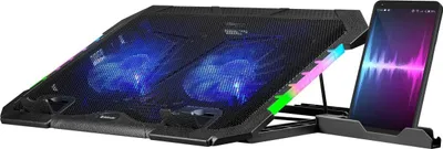 Zdjęcie produktu dla Podstawka Chłodząca Defender Ns-502 Laptop Notebook 15.6-17.3" 2Xusb 2 Fans Podświetlenie Rgb + Uchwyt Smartfon
