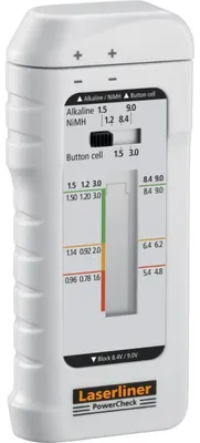 Obrázok produktu pre Laserliner PowerCheck, AA, AAA, C, D, alkalické, lítiové, niklovo-metalhydridové (NiMH), zinkovo-uhlíkové, biela