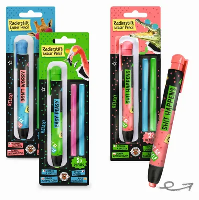 Produktbild von Trendhaus AFDS NE Radierstift mit Refills 3-teilig, 3-fach sortiert Dieses Radierstift-Set inkl. 2 Neon-Ersatzradierern ist ideal