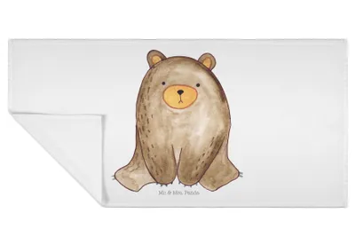 Produktbild von Mr. & Mrs. Panda Handtuch Bär sitzend - Weiß - Geschenk, frottee, 50x100, Teddy, Händehandtuch, gesichtshandtuch, Flauschtuch