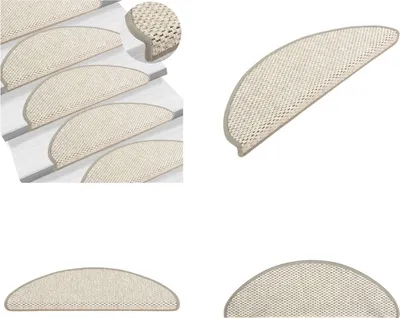 Produktbild von vidaXL Treppenmatten Selbstklebend Sisal Optik 15 Stk. 65x21x4cm Beige - Stufenmatte - Stufenmatten - Stufenteppich - Stufenteppiche