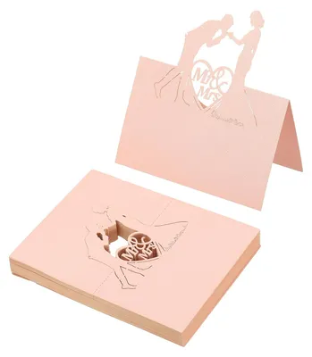 Productafbeelding van Tafelkaarten - Lasergesneden - Voor bruiloften en feestjes - Roze - 50 stuks