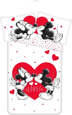 Productafbeelding van Disney Mickey & Minnie Mouse Dekbedovertrek love hearts - Eenpersoons - 140 x 200 cm - Katoen