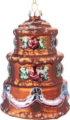 Produktbild von BRUBAKER Torte Bunt- Handbemalte Weihnachtskugel aus Glas - Christbaumschmuck Figuren lustig Deko Anhänger Baumkugel - ca. 11 cm